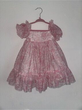 Pink Floral Puff Sleeve Party Dress